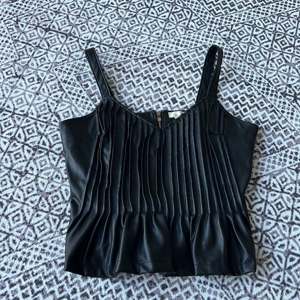 Anthropologie LetMeBe black leather top Medium